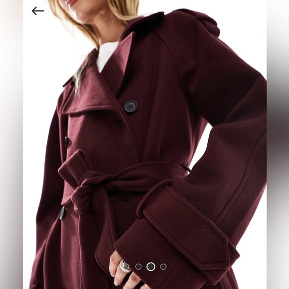 Burgundy Double-Breasted Trench Coat - Picture 5 of 6